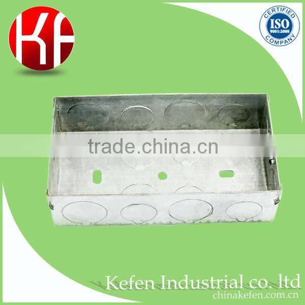 3" 3" 35mm 1.1mm thickness BS4662 electric GI metal switch boxes with knock out adjustive lug brass screw