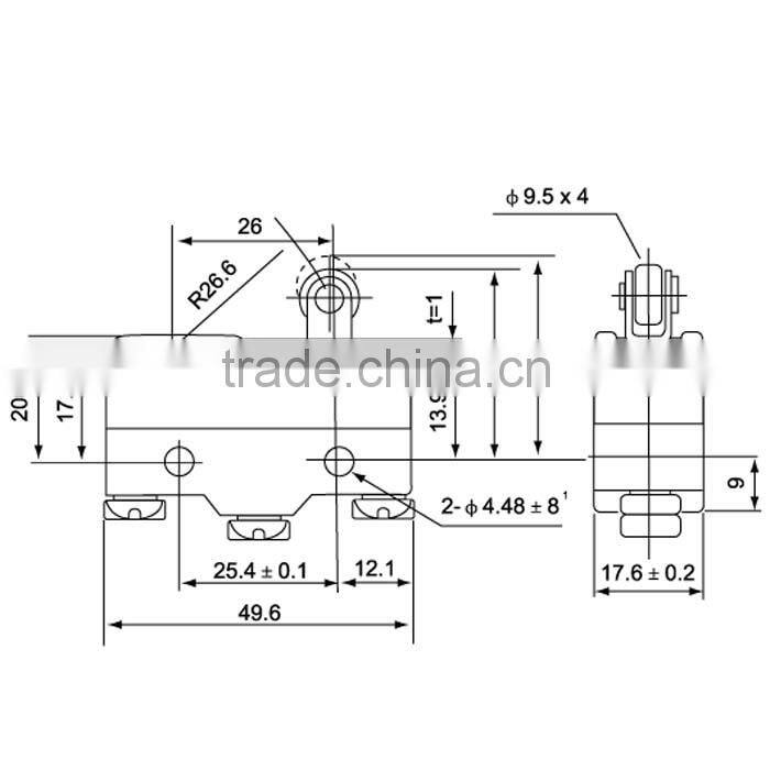 roller lever 1a 125vac micro switch / sensitive switch long lever / micro push button tact switch