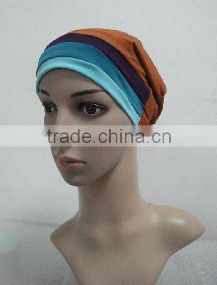 C004 new muslim underscarf with 3 lines,cotton underscarf and hats