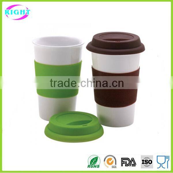 Eco-friendly food grade silicon coffee cups with lid