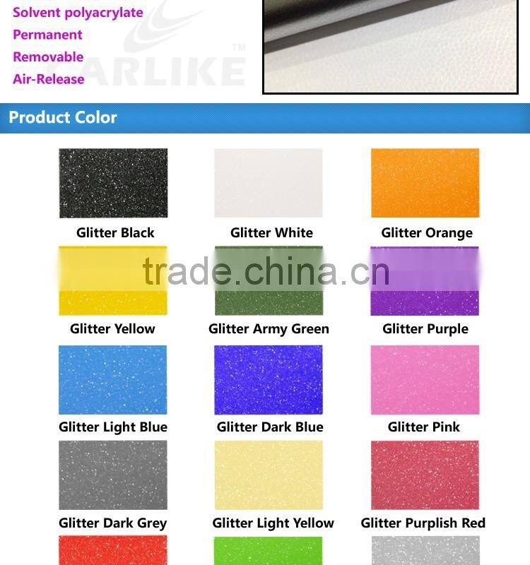 Self Adhesive White Matt Glitter Car Body Wrap Silver Vinyl Sticker Roll