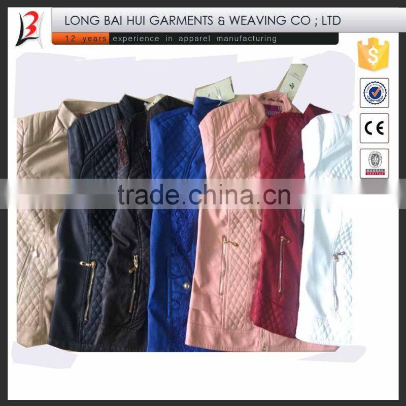 Women 7 colors winter fashion pu jacket stock for south America