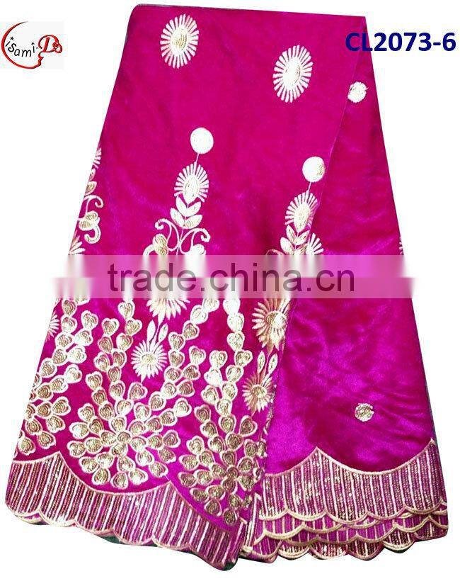 CL2073-1 royal blue New design high quality African embroidered Velvet material softly material for making dress