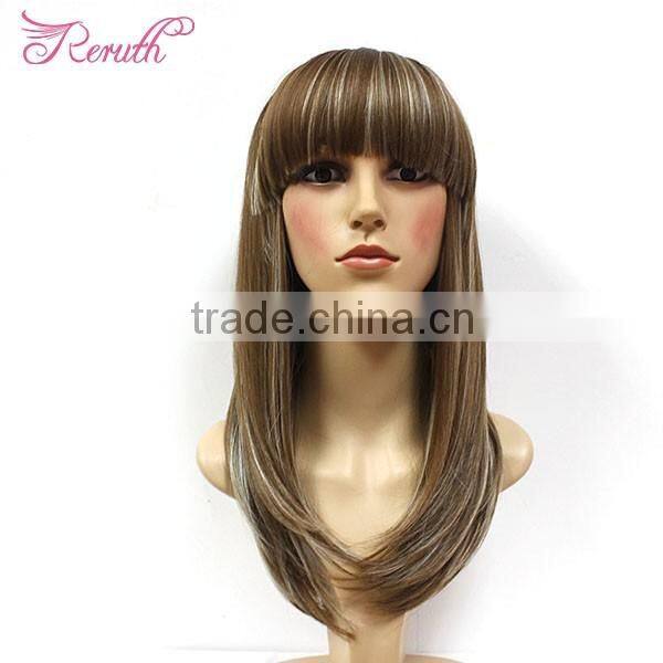 Middle Length Beautiful Wavy Natural Black Human Hair Wig