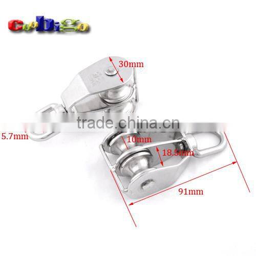 Stainless Steel 304 Double Swivel Wheel Rope Wire Sheave Pulley Lifting #FET015