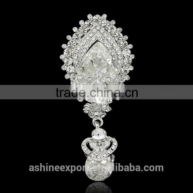 Retro elegant bulk crystal rhinestone brooch/handmade crystal rhinestone brooch