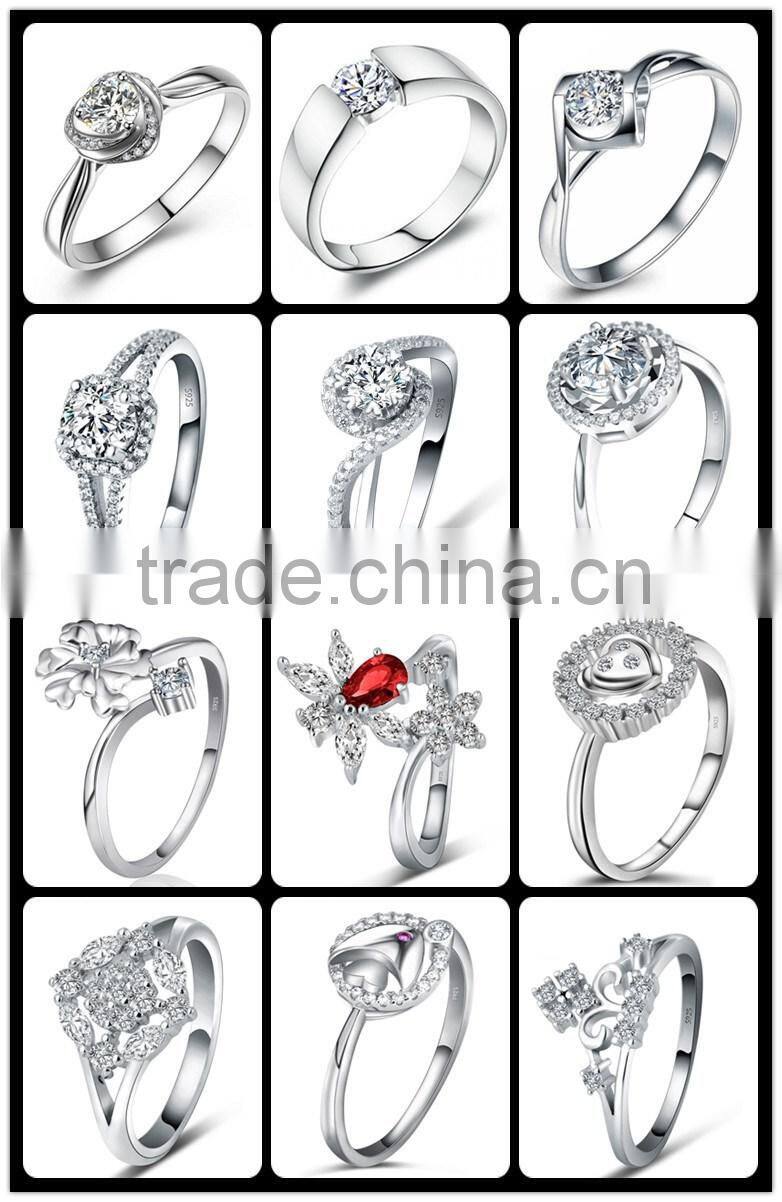 Personality Fashion Popular 925 Sterling Silver Inlaid Zircon Bow-Knot Heart Ring