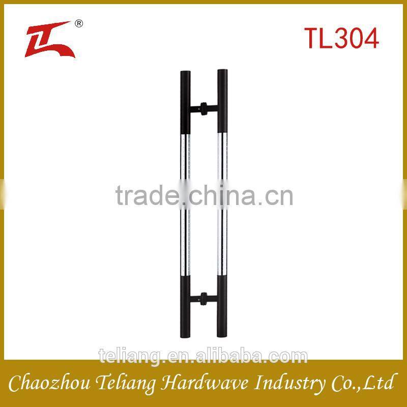 black and silver stainless steel glass door handle for steel doors