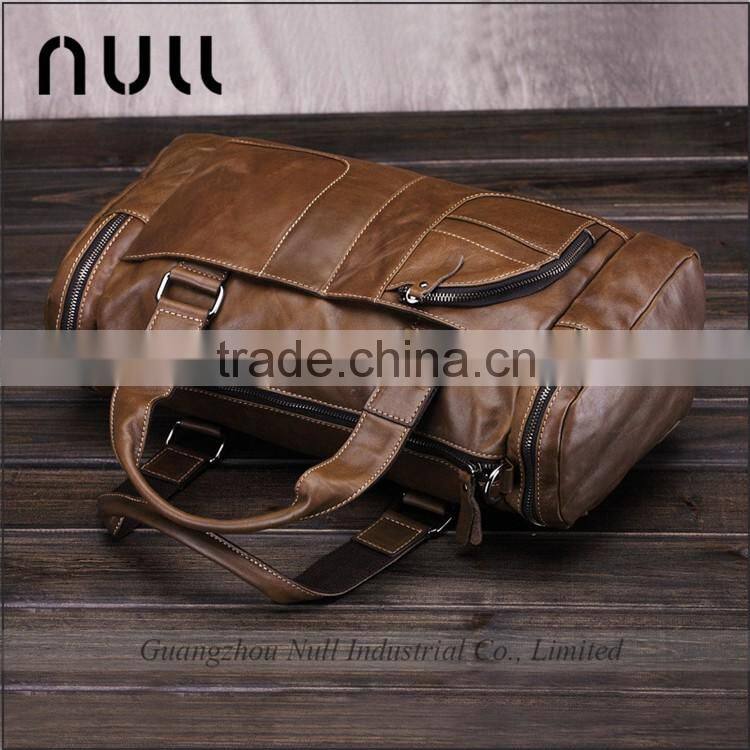 New stylish promotional custom waterproof vintage oil genuine leather travel duffle bag for men