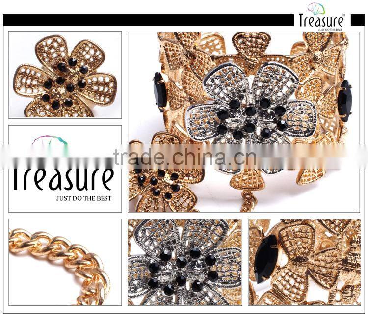 Luxury Fashion jewellry golden alloy flower rings and bangle fashion jewelry for wedding and party Indian jewelry