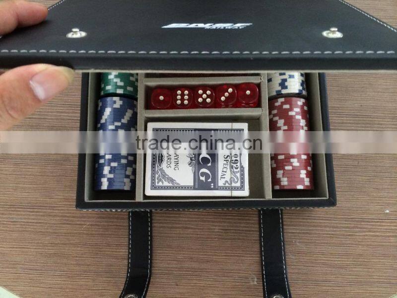 11.5g 100pcs Poker Chips set with numbers in leather case