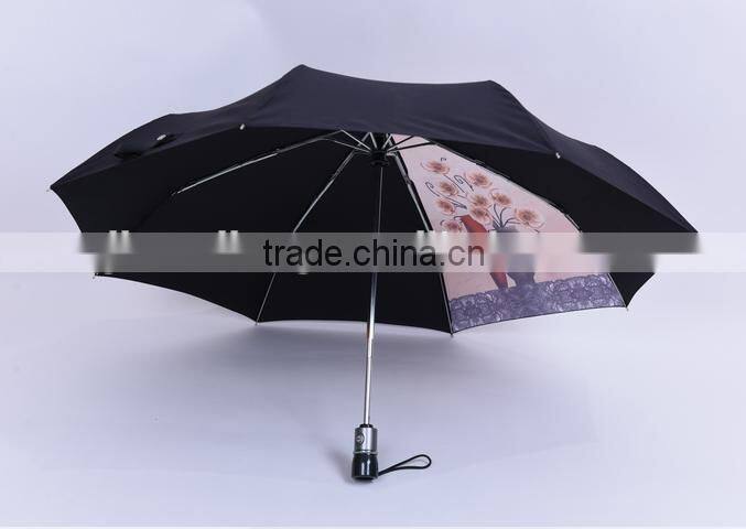190T Fabric with Teflon Strong windproof superlight frame 8 ribs automatic travel umbrella with Aluminium frame