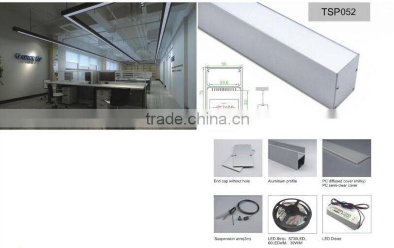 TSP052 Aluminum LED Profile for pendent lighting with internal driver 70*50mm