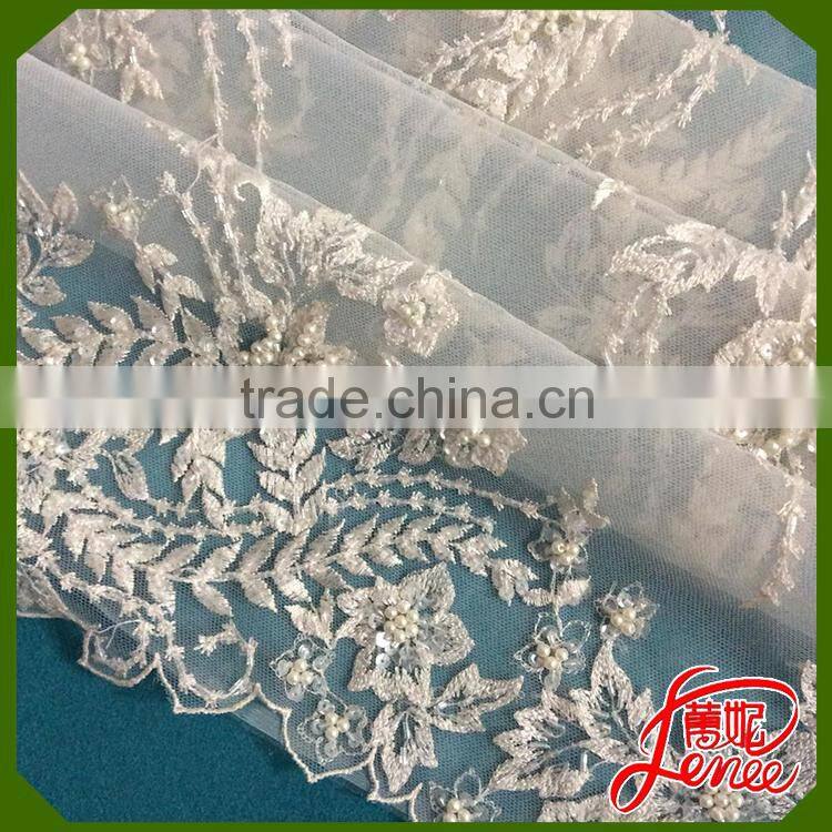 Top Quality Beads Mesh Embroidery Fabric For Wedding Dress