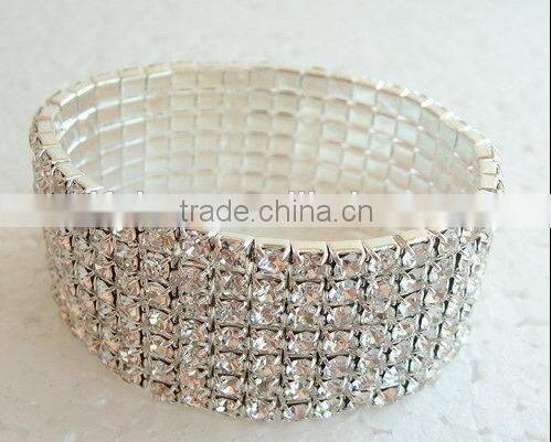 promotional 4 rows clear stretch rhinestone crystals bridal bracelet