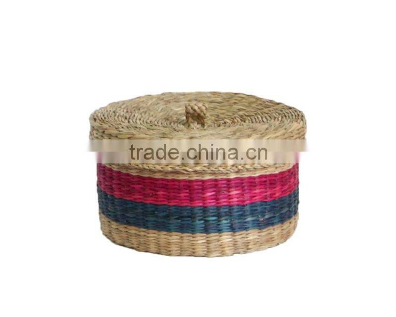 Cute seagrass box with lid, natural seagrass box with very very cheap price