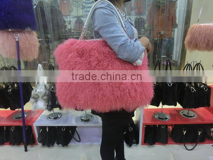 Mongolia Sheep Fur Handbag Genuine Lamb Fur Tote Bags
