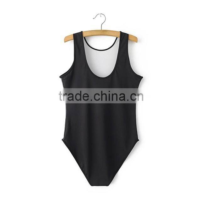 lady clothing backless black cat image printed fabric swimming wear for girls