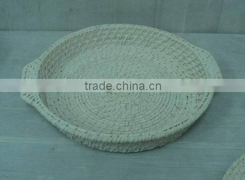 Lacquer round tray, woven rattan tray, bamboo serving tray