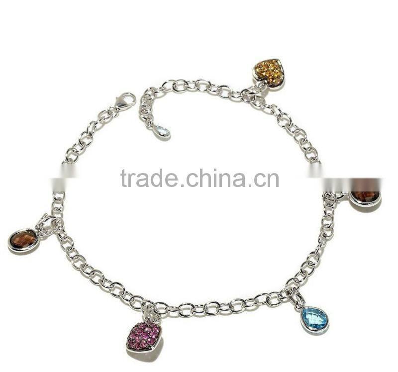 Fashion Jewelry Gold Plated Crystal Charm Bracelet Bangles For Women