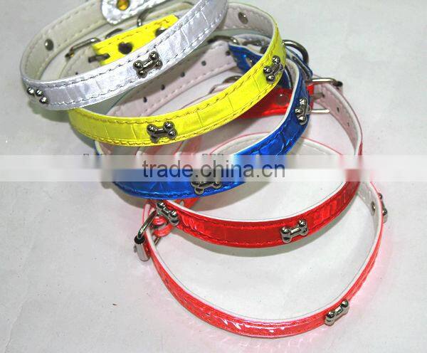 colorful reflective pu dog collar