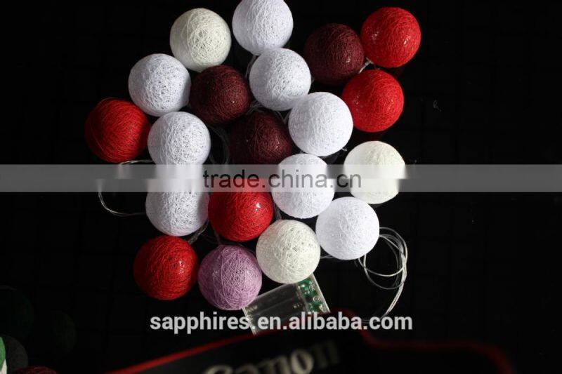 led christmas holiday party wedding decoration cotton colorful ball bettery solar fairy string cotton ball light