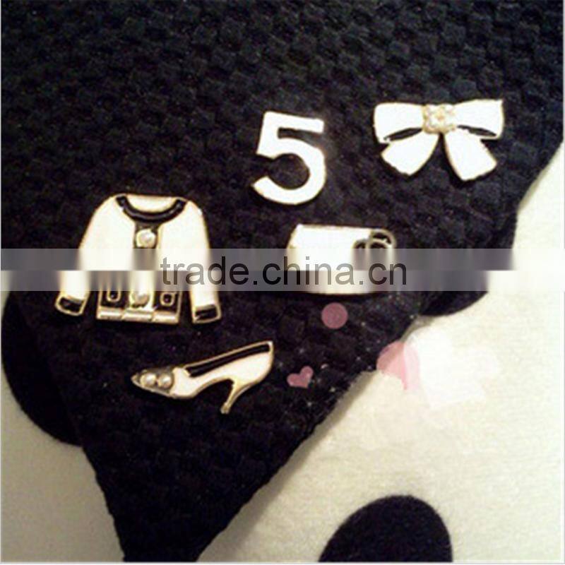 Free sample Lovely bowknot heels wholesale digital modelling enamel inlay pearl brooch pin