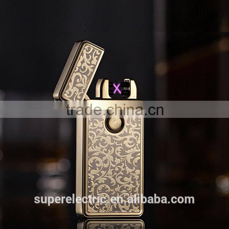 Made in China high quality wholesale usb charged electric double arc cigarette lighter