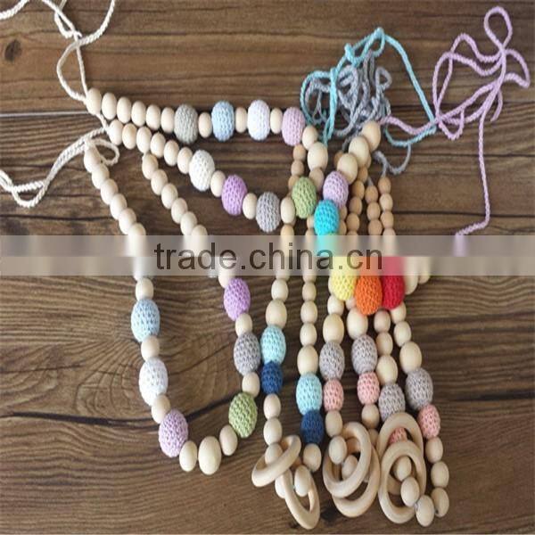 New design Handmade Crochet round-shaped wood Beads necklace