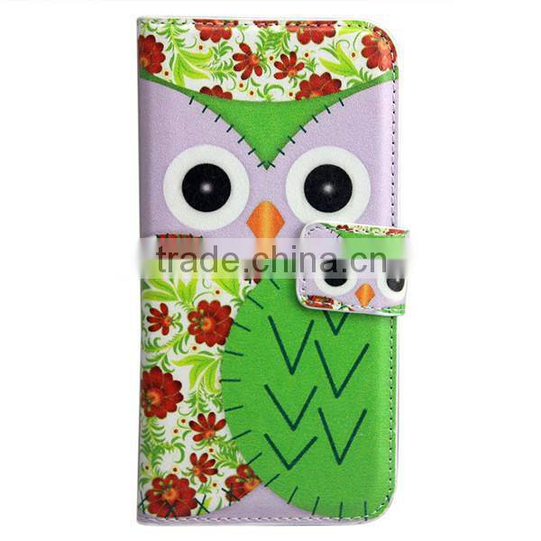 Cute Cartoon Owl Stand Wallet Flip pu Leather bumper case for htc desire eye