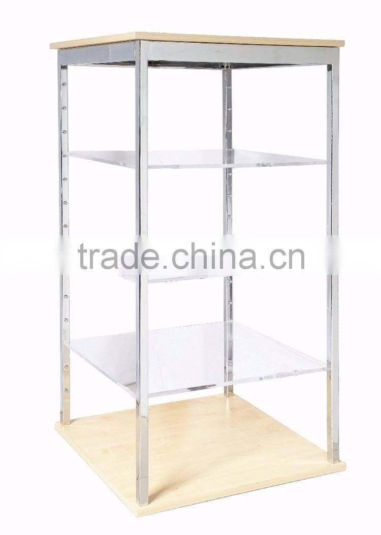 4 Way Chrome Plating Frame + MDF+ Acrylic Display Rack