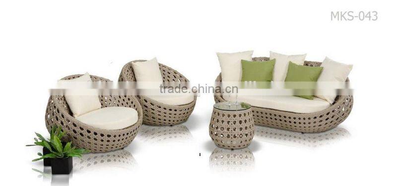 Wicker Patio garden sofa set Outdoor Furniture (1.2mm alu frame powder coated,10cm thick cushion, waterproof fabric)
