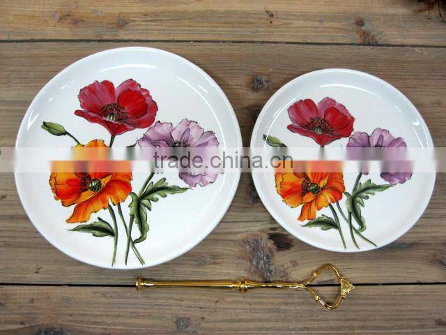 Hand paint round ceramic plate set