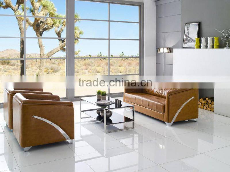 S818 Top grade office leather sofa with oil leather and stainless steel leg