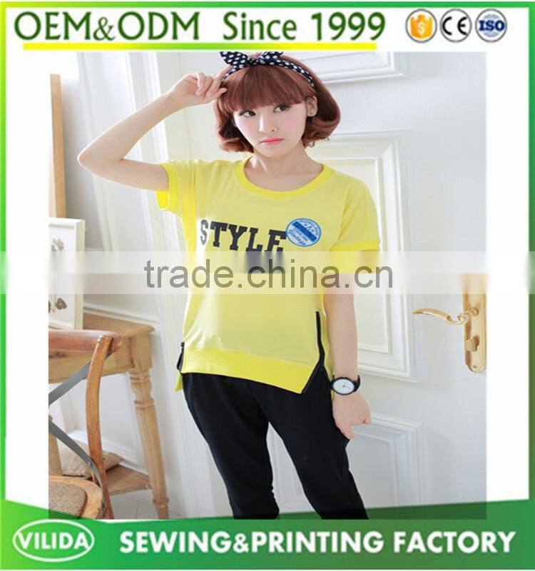 wholesale women pullover tracksuit two piece t shirt and pants suits