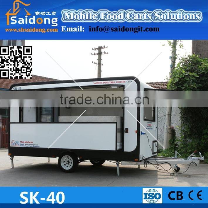 Commercial newest design world best mobile food cart with big wheels tricycle food cart with big windows food cart trailer