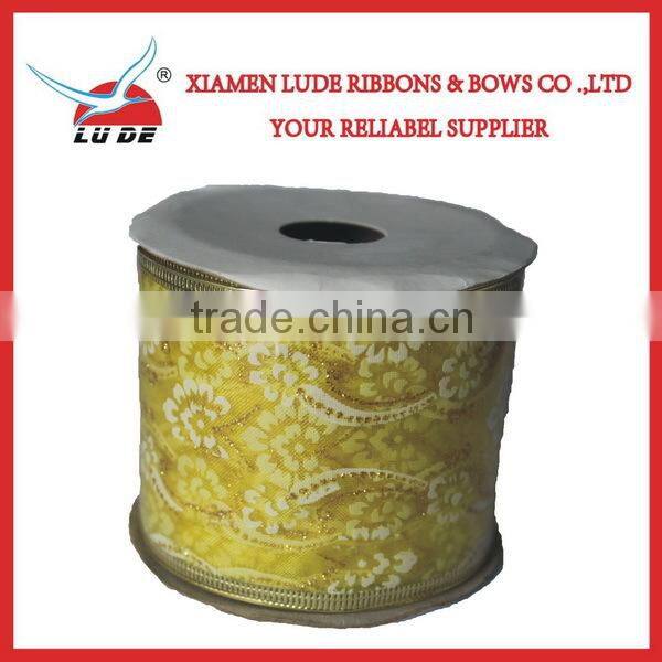 2015 hotsales wire edge christmas ribbon