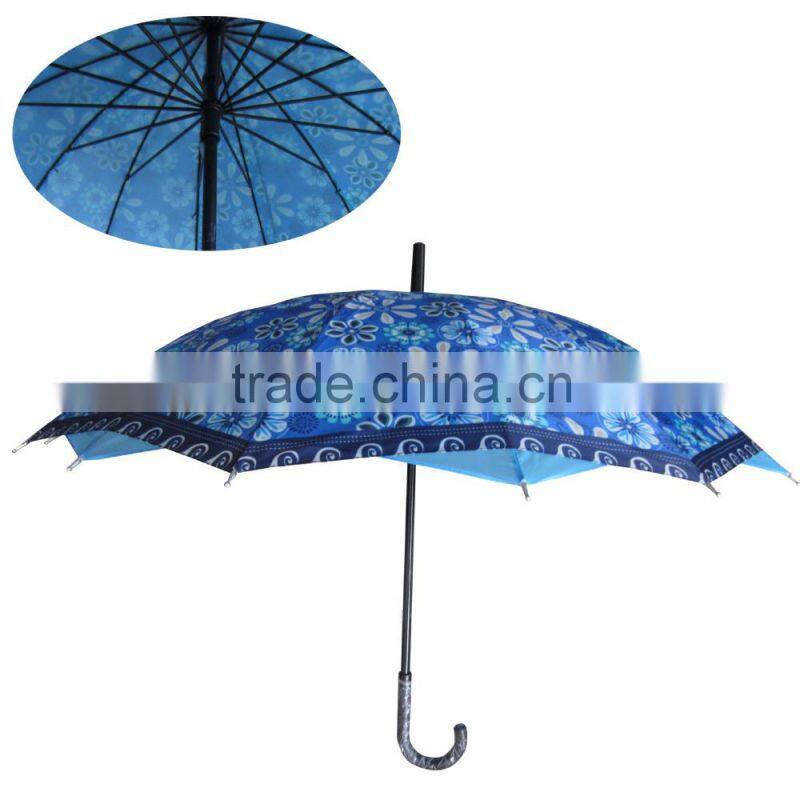 Double Layer Straight Umbrella with Crooked Wooden Handle in Different Colors XD-SU031
