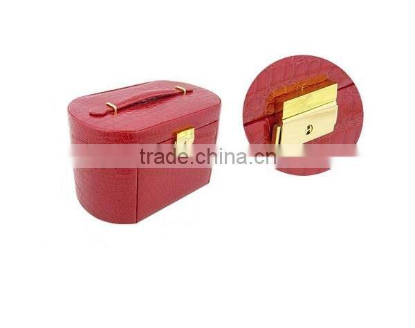 Cosmetic storage box with chic crocodile pattern pu leather