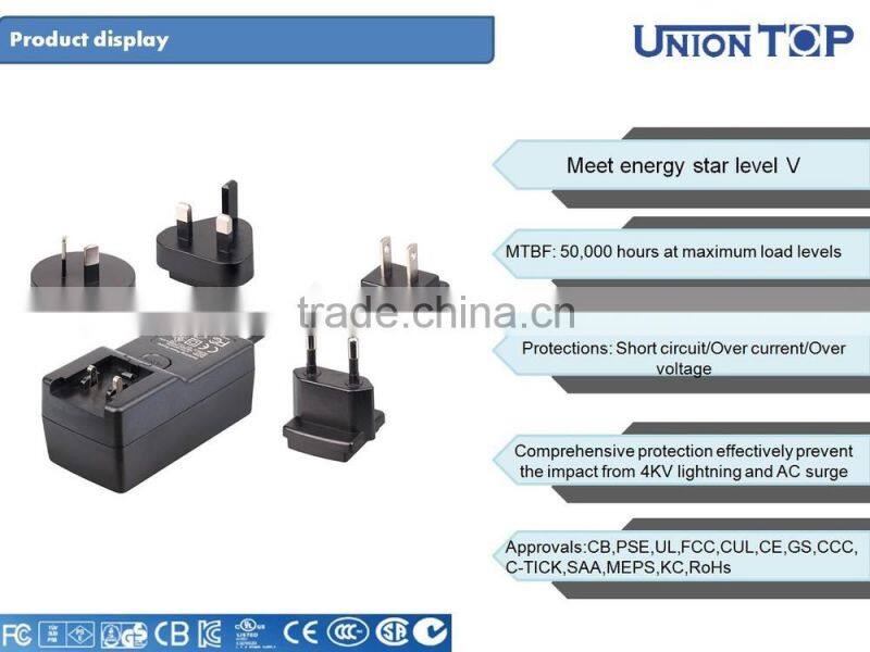 12V1.5A power adapter with DoE level 6 and UL CE FCC PSE RCM