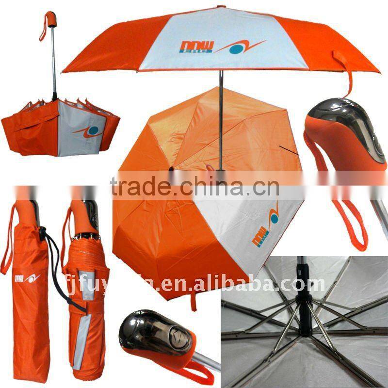 printed pocket auto open and close 3 foldable umbrella