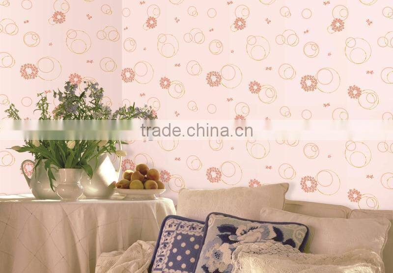 2015 hot embossed spring nonwoven decorative room wallpaper