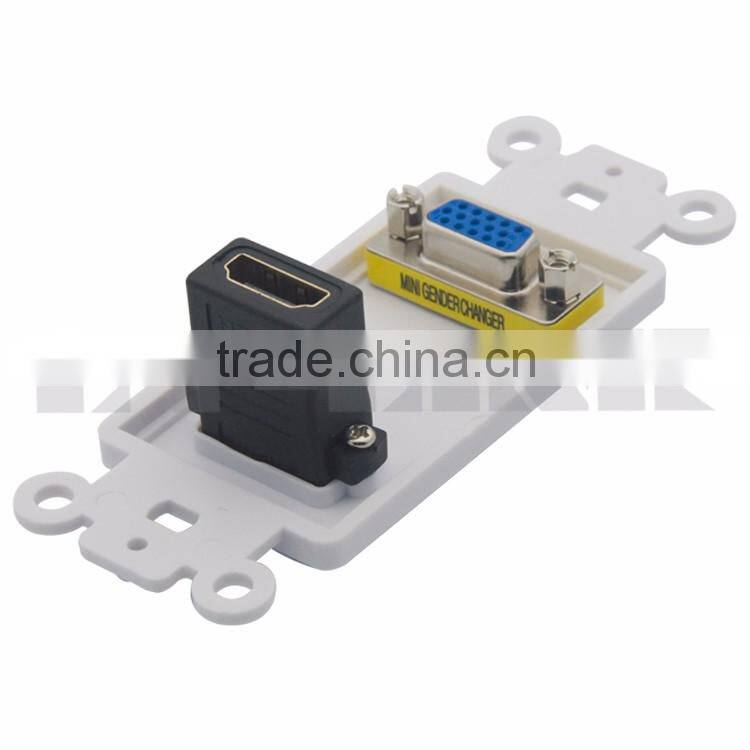 3.5mm stereo audio and VGA female to female Inner face plate wall plate