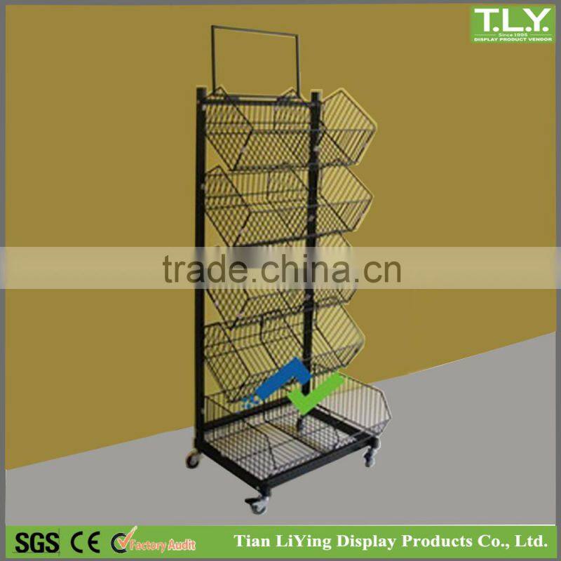 SSW-CM-601 Custom Iron Supermarket Basket Shelf / Iron Store Basket Shelf Manufacturer