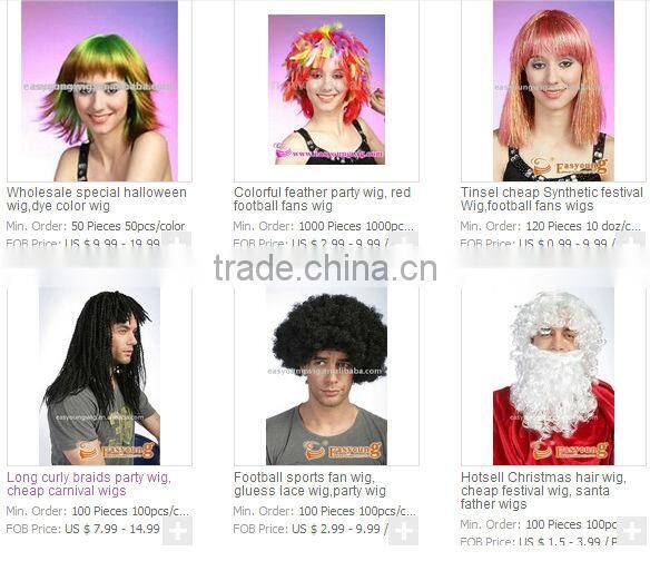 Fashion green color hair wigs, St Patrick's Day hair wigs. costume hair wigs