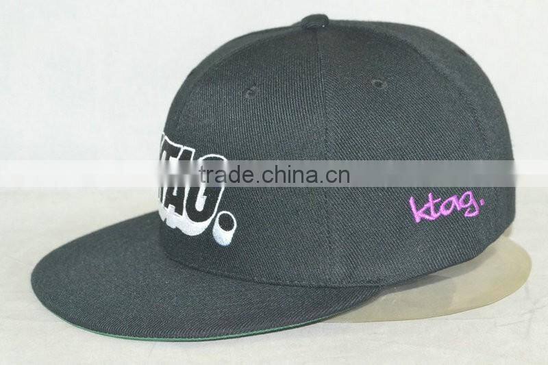 Professional custom 6 panel black 100% acrylic front logo embroidery 58 cm size