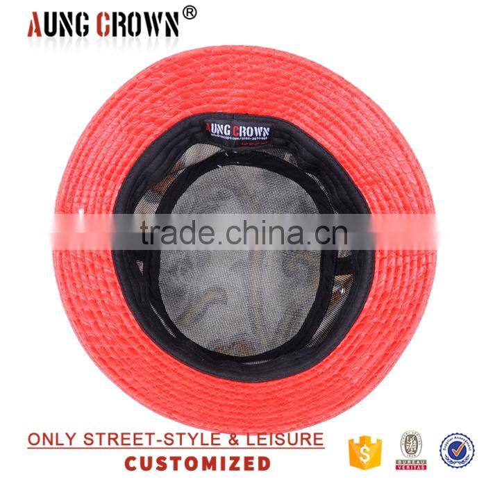 custom leather patch bucket cap