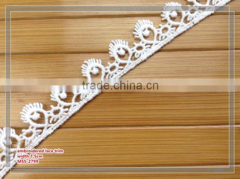100% polyester white color original china chemical sewing lace trim