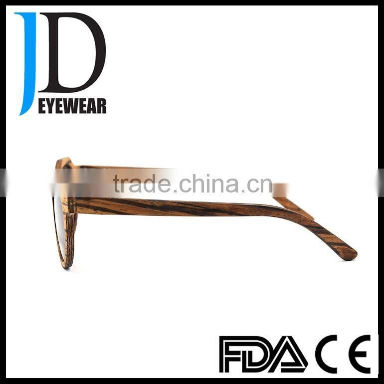 retro round environmentally friendly wooden sunglasses with brown solid color lens