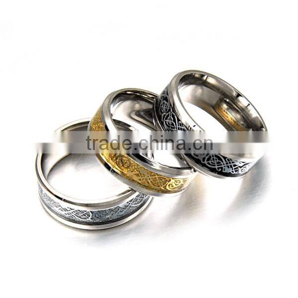 Stainless steel glass face drawing ring